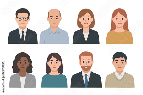 Diverse group of cartoon people portraits