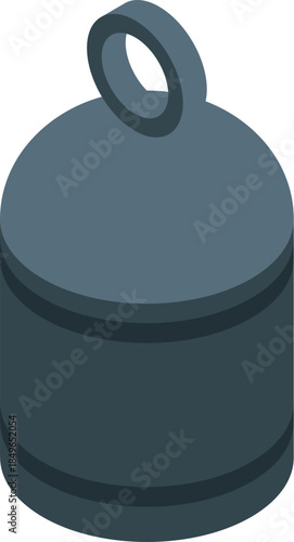 Hand grenade with pulling pin ring launching explosive weapon, military isometric icon