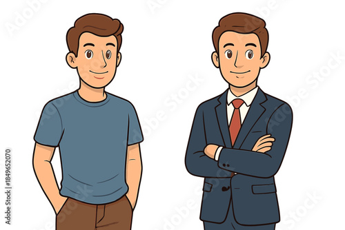 Man in Casual Clothes vs. Man in Suit