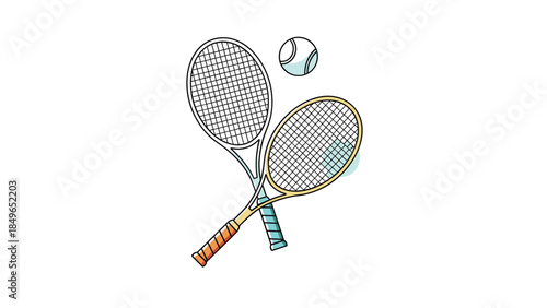 Crossed Tennis Rackets and Ball Vector Illustration