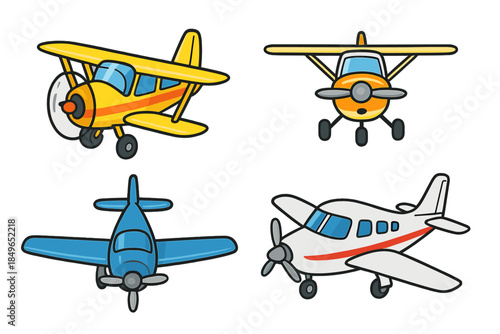 Four Cartoon Airplanes