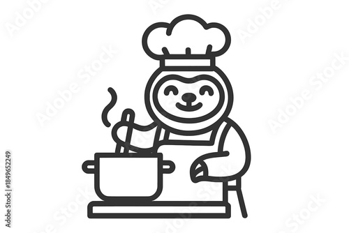 Cute Chef Sloth Cooking in Pot