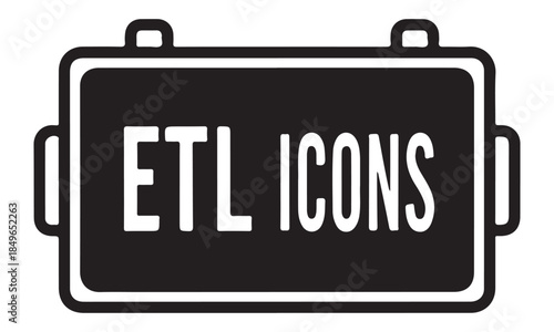 Modern ETL icons on sleek black background for tech designs