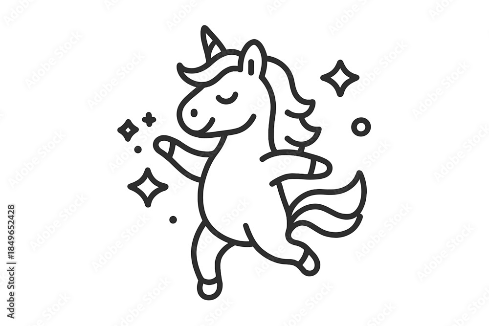 Fototapeta premium Cute unicorn with sparkles on a gradient background