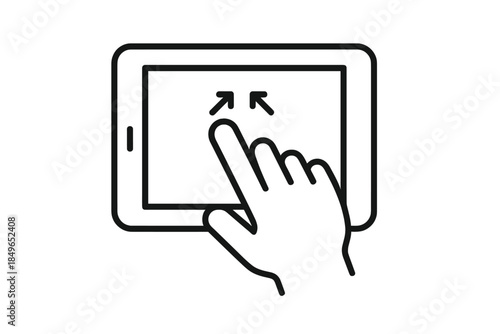 Tablet with Pinch to Zoom Gesture Icon