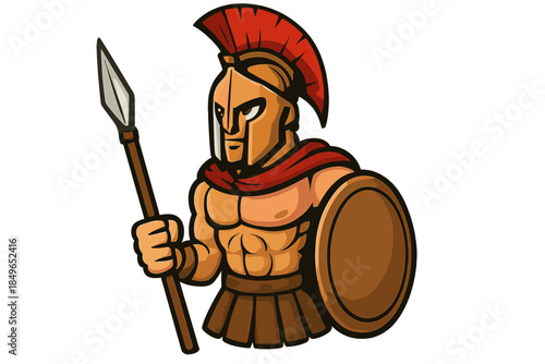 Spartan Warrior with Spear and Shield