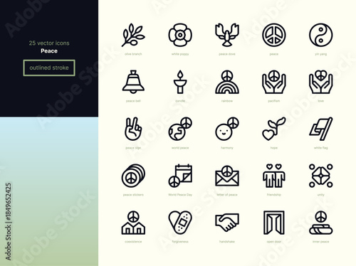 Peace Line Icons - Symbols and Values.