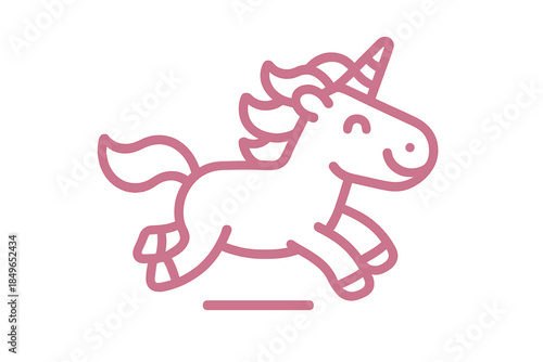Pink Neon Unicorn Silhouette on Gradient Background