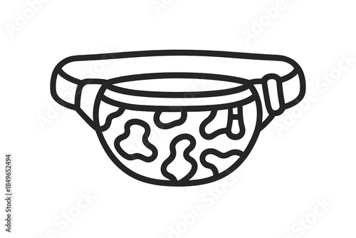 Stylized graphic of a camouflage fanny pack