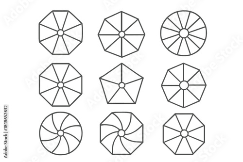 Geometric shapes with radial symmetry
