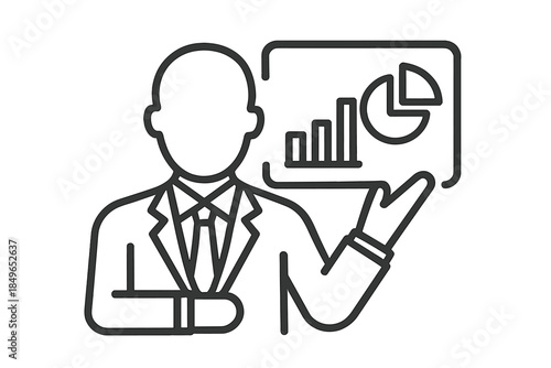 Business man presenting statistics and chart