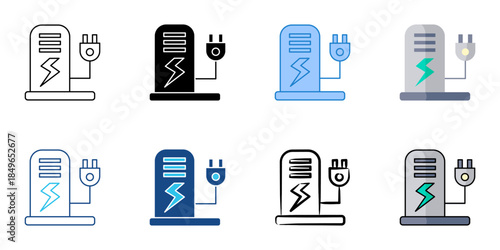 Charger set multiple style vector collection. Editable stroke 
