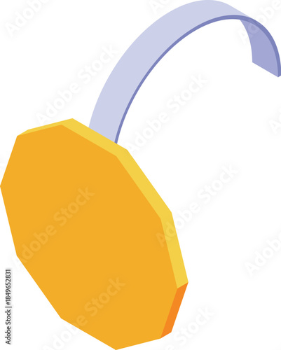 Yellow wobbler tag hanging, offering space for advertisement or price information