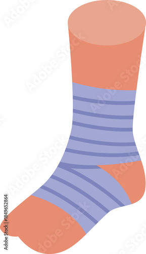 Elastic bandage wrapped around ankle providing support and compression, promoting healing and preventing further injuries