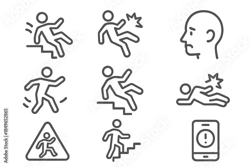 Set of safety warning icons
