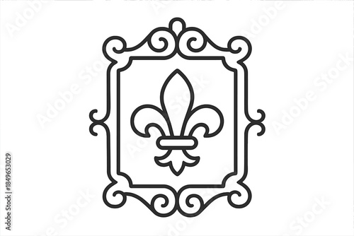Fleur de Lis emblem in ornate frame