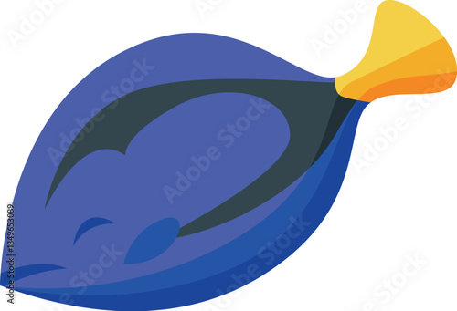 Blue tang fish swimming in the ocean, marine life