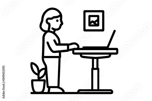 Person working at a standing desk
