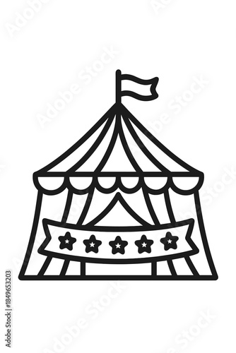 Circus Tent with Flag and Stars Icon