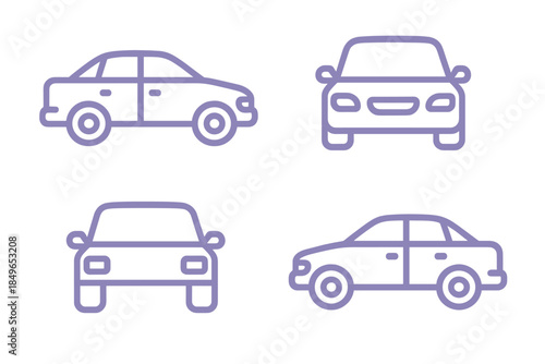 Four Neon Car Silhouettes on Dark Background