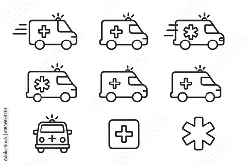 Ambulance and Medical Symbols Icon Set