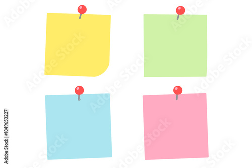 Four colorful sticky notes pinned to a wall
