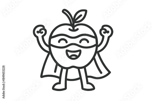 Happy Apple Superhero with Cape