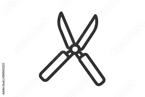 Gardening Shears Outline on Gradient Background