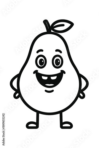 Happy Pear Character with Outline
