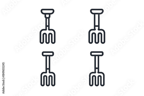 Four stylized garden forks on a dark gradient background