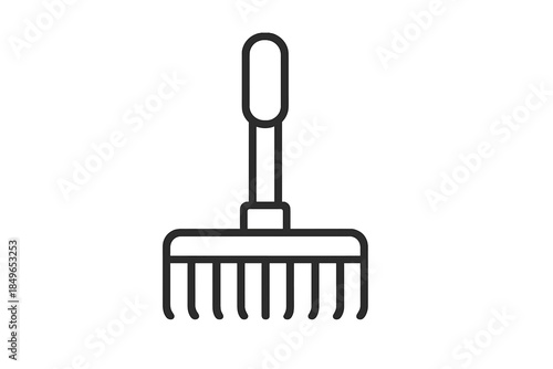 Black rake silhouette on gradient background