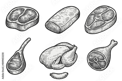 Sketchy Assortment of Raw Meats