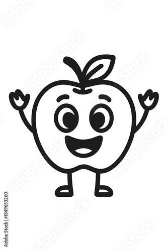 Happy cartoon apple with raised hands