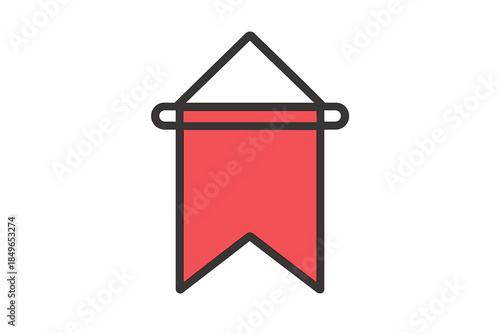 Red pennant flag icon on gray background