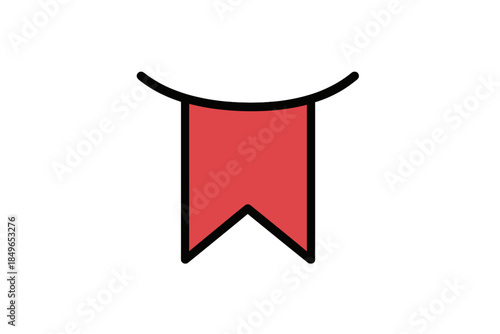 Red bookmark flag icon on grey background