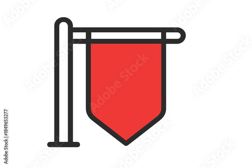 Red Banner Icon with Dark Gray Background