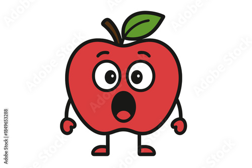 Surprised Cartoon Apple Character