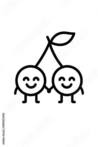 Cute Cherries Holding Hands