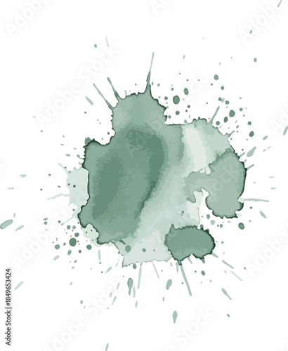 Green Watercolor Splash on White Background