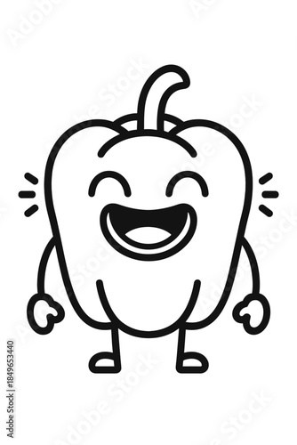 Happy Bell Pepper Character with Arms and Legs