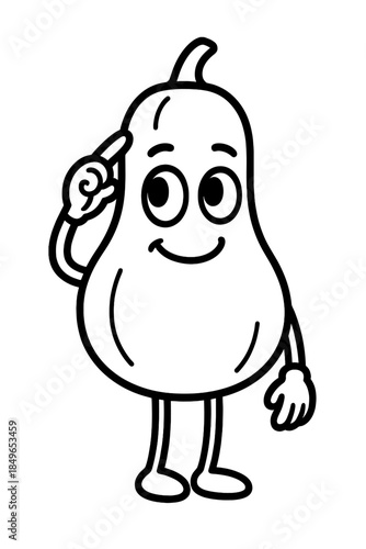 Cartoon pear character giving a salute