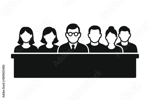 Diverse group of people behind a bench illustration