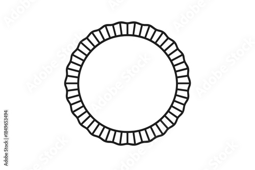 Abstract round dark grey shape with serrated edge