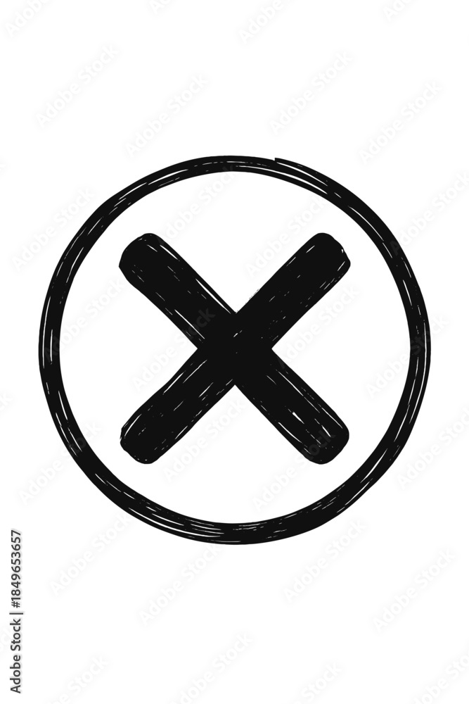 Obraz premium Black 'X' Inside a Circle on a Dark Background