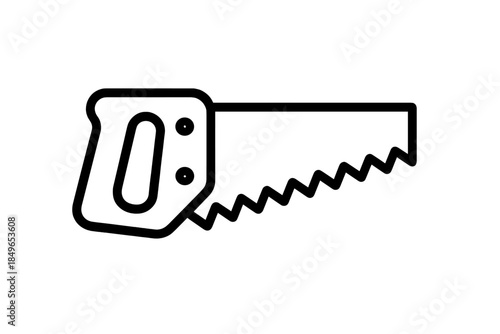 Black Saw Icon with Glow Effect on Gray Background