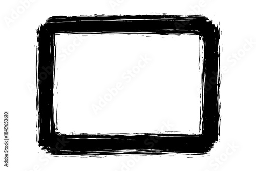 Abstract Black Square Frame with Textured Brush Strokes