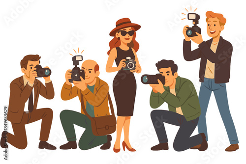 Celebrity posing for photographers on red carpet