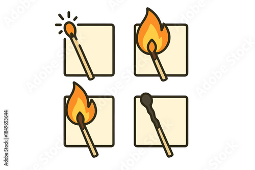 Four Stages of a Burning Match Stick