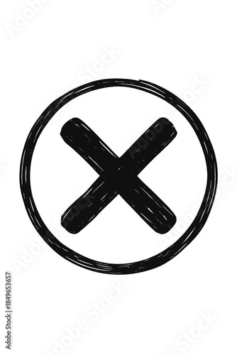 Black 'X' Inside a Circle on a Dark Background