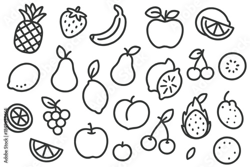 Fruit Icons Pattern on Dark Background